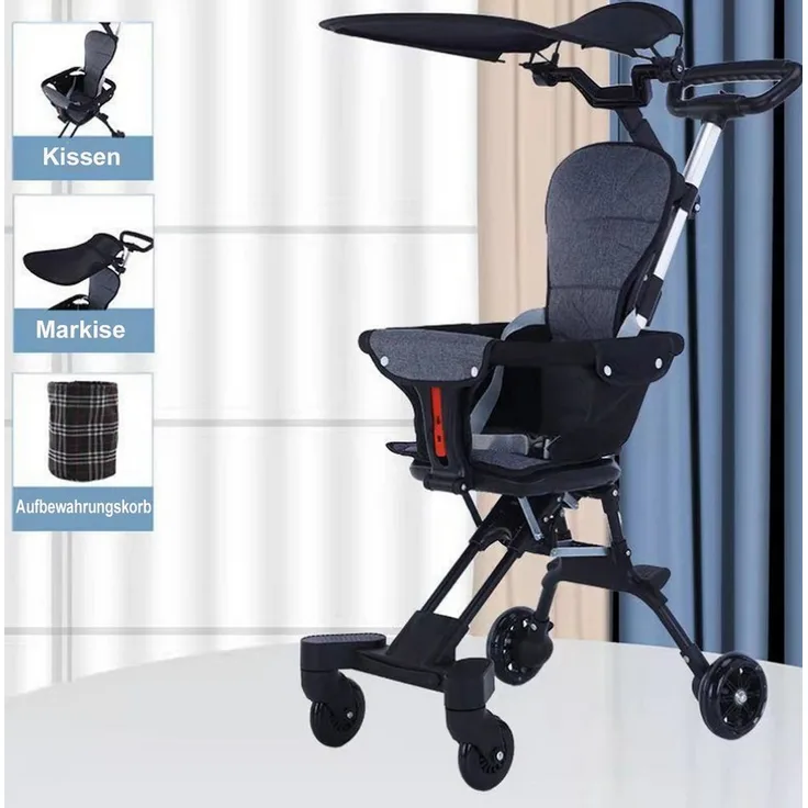 TPFLiving Kinder-Buggy Kinderwagen City Buggy leicht und klappbar flexibler Kinderbuggy mit Sitzkissen und Sonnenverdeck, faltbar mit einem Handgriff
