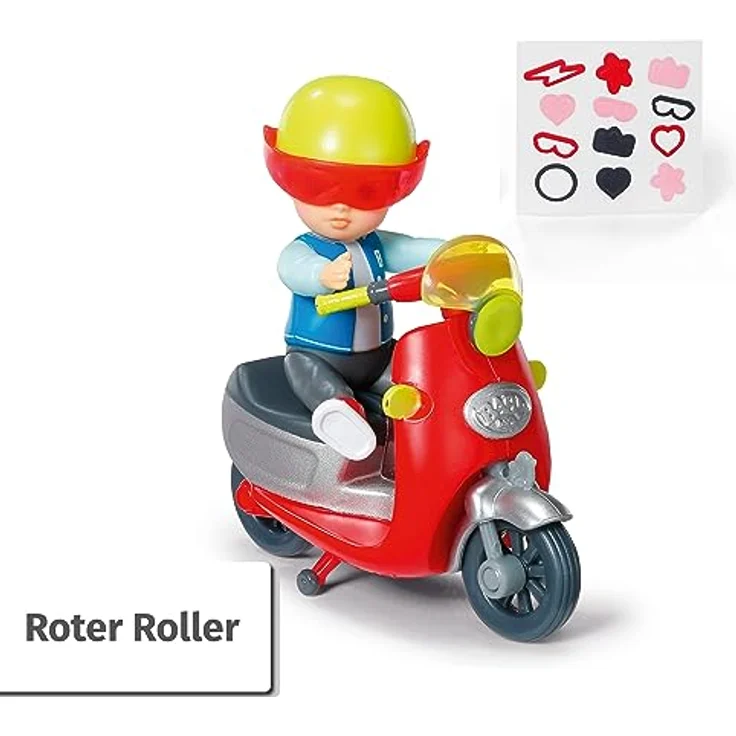BABY born Minis, Minipuppe mit Roller, Spielset Scooter, 7 cm große Puppe Simon mit Roller und Helm, 906118, Zapf Creation – Bild 3