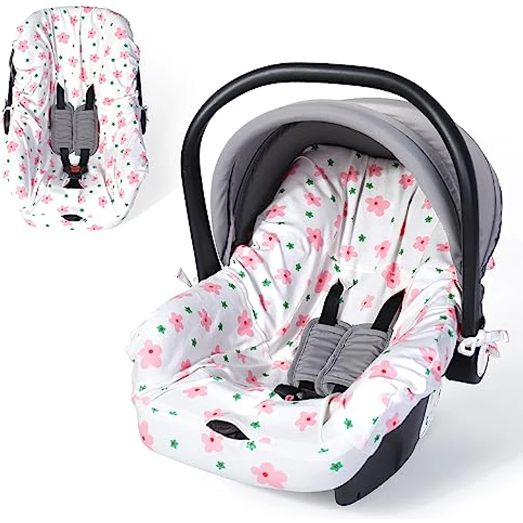 Orzbow Sommerbezug für Babyschale, Universal Schutzbezug aus 100% Baumwolle, atmungsaktiv und maschinenwaschbar, Rosa – Bild 1