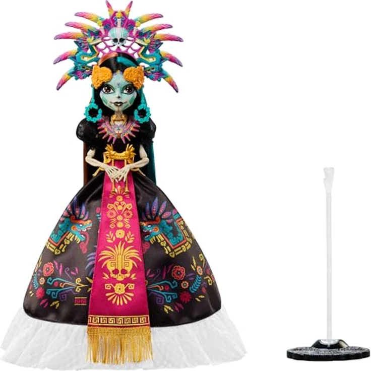 Mattel Lalka Monster High Skullector Skelita Calaveras, Sammelfigur zur Edycja Día de Muertos, 32 cm, mehrfarbig – Bild 5