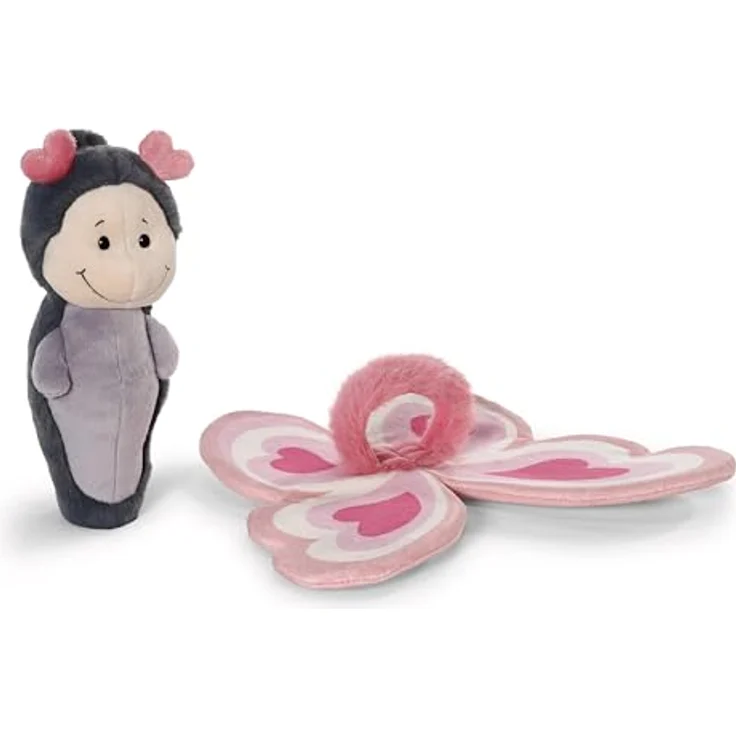 Nici Kuscheltier Love Schmetterling, 21 cm, plüschig in Grau-Rosa, abnehmbare Flügel, Geschenkbox, aus recyceltem Material – Bild 4