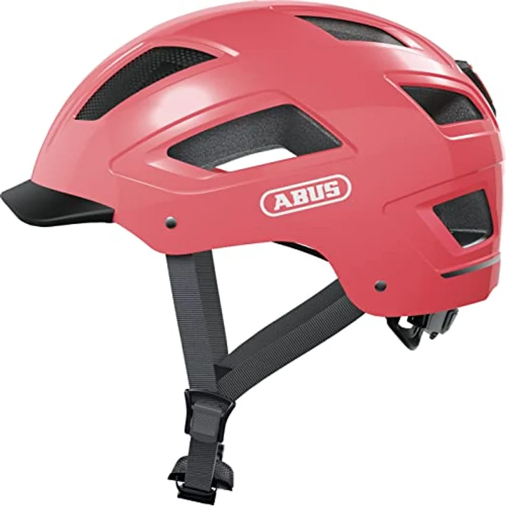 ABUS HYBAN 2.0 Fahrradhelm, Rot (Living Coral), M - Cityhelm mit LED-Rücklicht und perfekter Belüftung – Bild 1