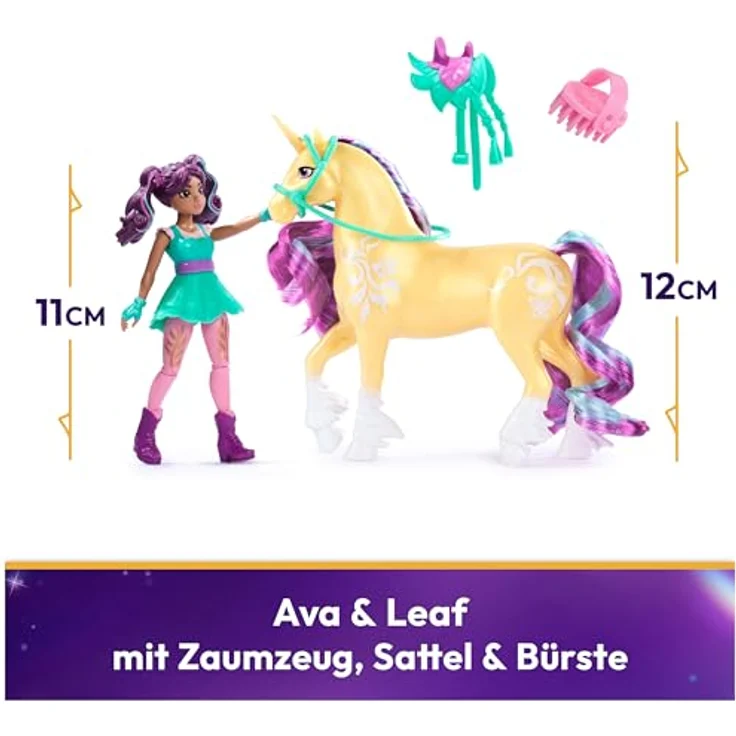 Spin Master Anziehpuppe Unicorn Academy - Ava & Leaf, voll beweglich mit Einhorn Leaf, inkl. Sattel und Zaumzeug, BFF von Hauptfigur Sophia, abnehmbare Mähne und Schweif, bürst- und flechtbar. – Bild 2