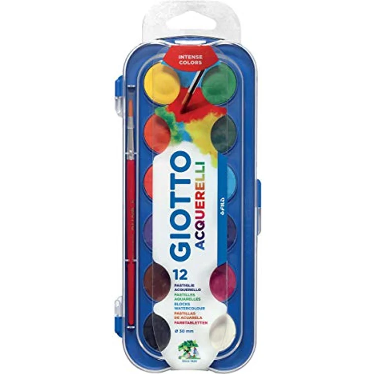 GIOTTO 3512 00 Wassermalkasten, 12 leuchtende Farben mit Synthetikpinsel und Wasserumlauf – Bild 4