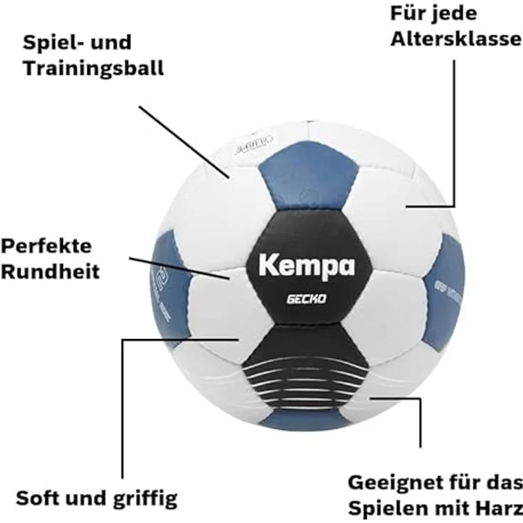 Kempa Gecko Handball Spielball und Trainingsball - softes und griffiges Obermaterial - geeignet für das Spielen mit Harz - Ball für Kinder und Erwachsene – Bild 2