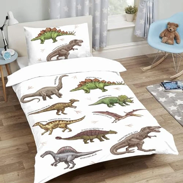 ESPiCO Bettwäsche Sleep and Dream Dino Bunt Dinosaurier Reptilien T-Rex Tiermotiv Kinder Zimmer Renforcé, 135 cm x 200 cm – Bild 4
