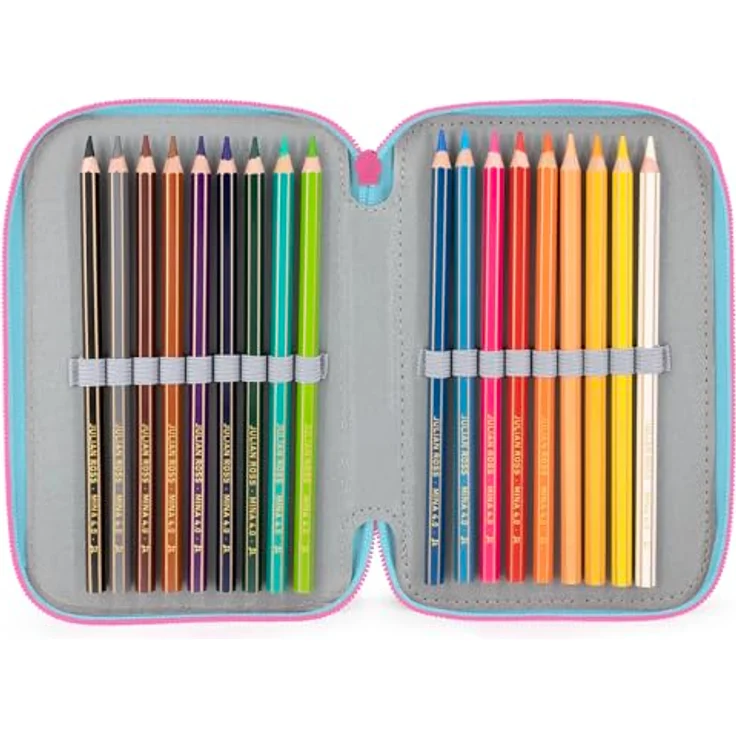 Clondo 3-Fach Federmäppchen Mädchen Gefüllt für Stitch Fan, 46-teiliges Set mit radierbaren Gelstiften, Filzstiften und Buntstiften – ideal für Schule & Geschenke 6-12 Jahre – Bild 3