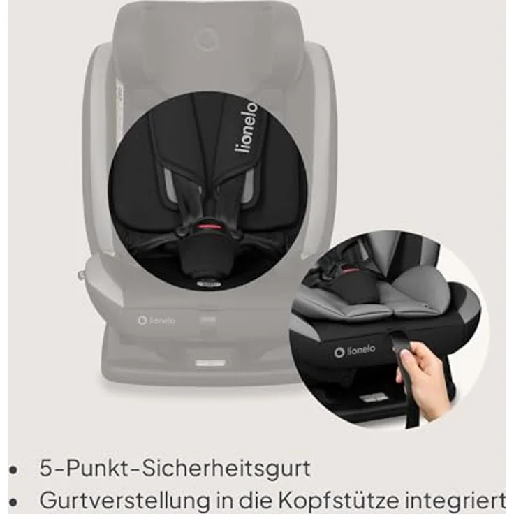 lionelo Autokindersitz AART I-SIZE, 4in1, i-Size, zusätzlicher Seitenschutz, ab Geburt bis 12 Jahre, 0,00 kg bis 50,00 kg – Bild 11