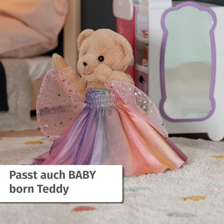 BABY Born Regenbogenkleid, Puppenkleid mit Flügeln und Glitzer für 43cm Puppen, Hochwertiges Zubehör – Bild 5
