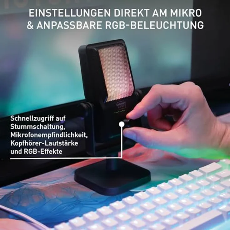 CHERRY XTRFY NGALE R, Premium-USB-Mikrofon für Aufnahmen, Gaming & Streaming, Cardioid, Plug & Play, Low-Cut-Filter, RGB-Beleuchtung, Retro-Design, Schwarz – Bild 5