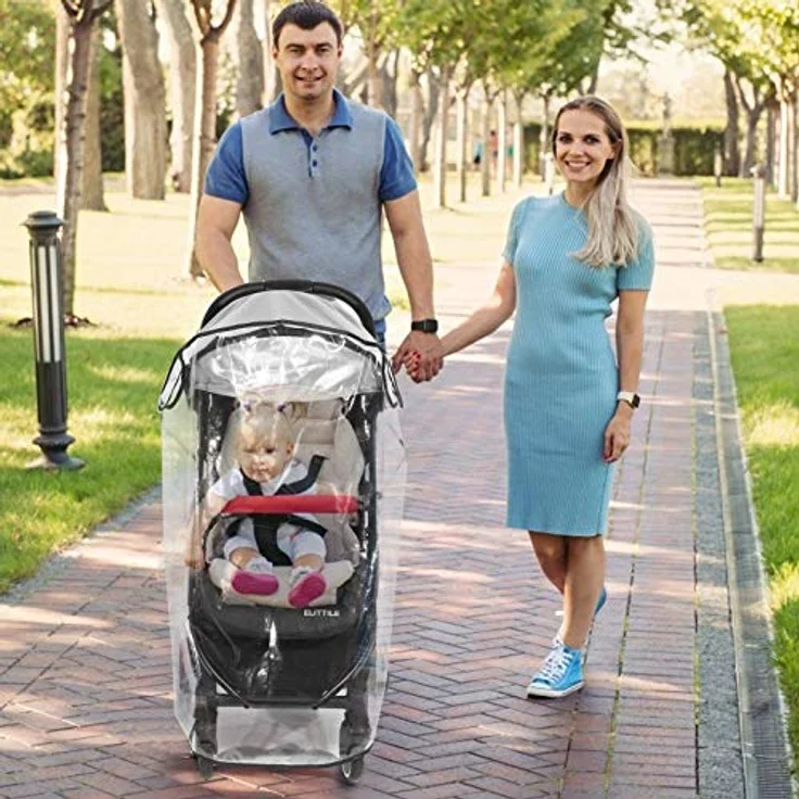 Hrzeem Universal Regenschutz für Kinderwagen, wasserdicht und winddicht, transparent mit Belüftungsfunktion – Bild 2