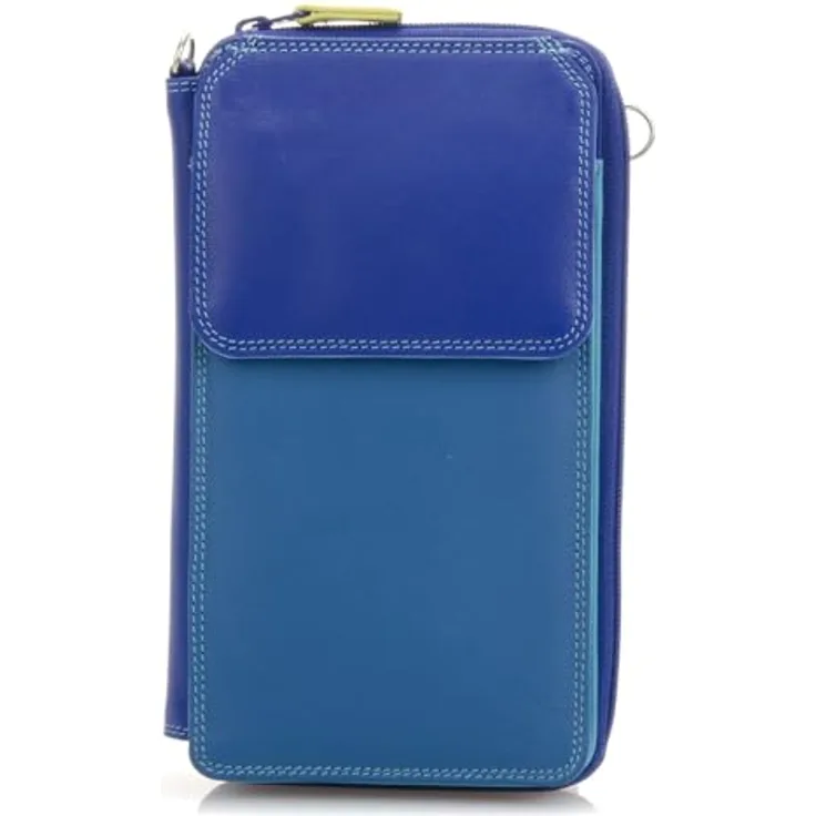 Mywalit Herren Portemonnaie aus Leder, Geldbörse mit Umhängeriemen, 11 cm, Blau