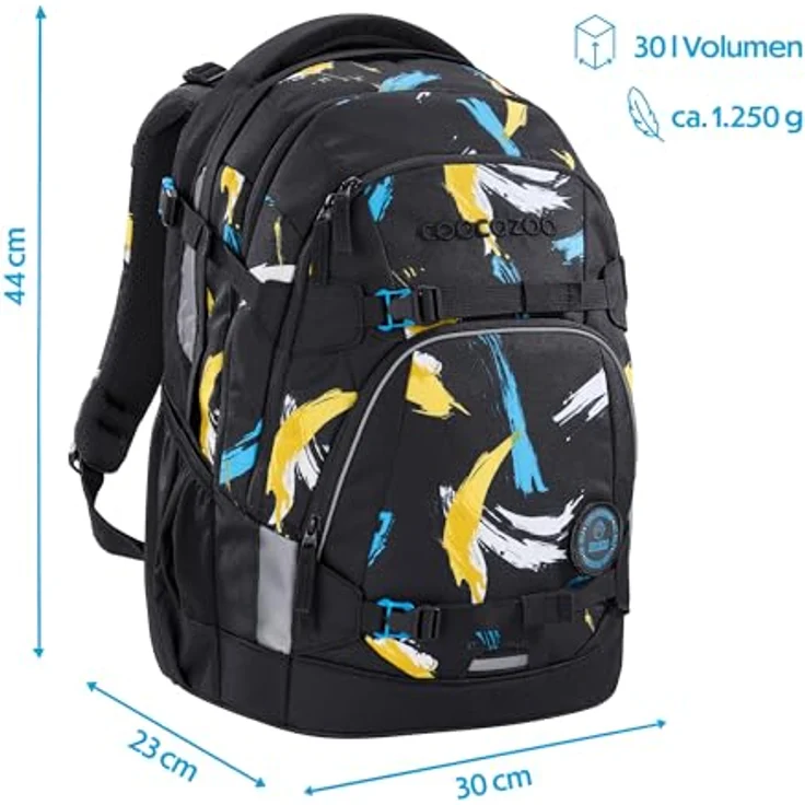 coocazoo Schulrucksack Mate, wasserdichtes Polyester, höhenverstellbare Schulterträger, geeignet für Körpergröße 135-180 cm, mit Air-Mesh Rückenpolsterung, schwarz – Bild 2