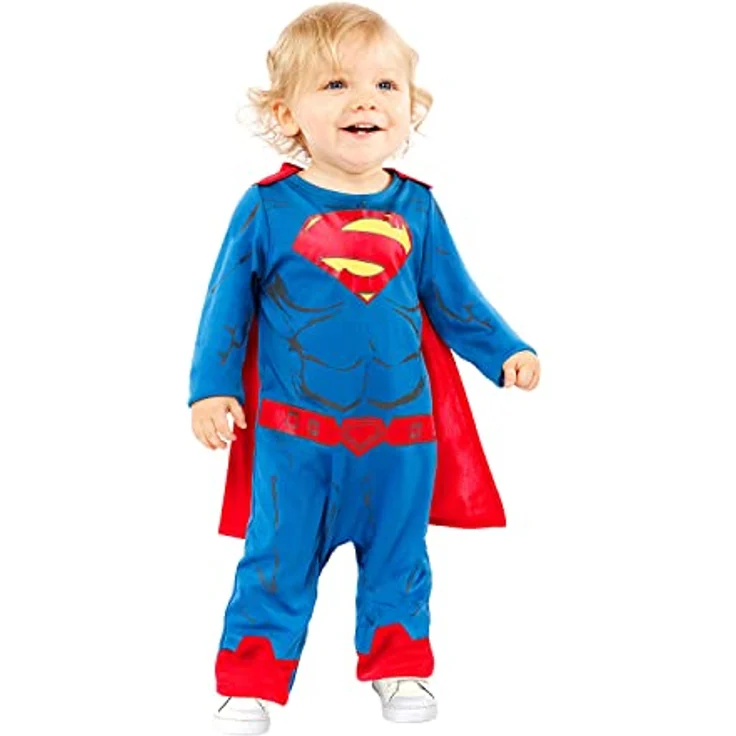 Amscan Baby-Kostüm Superman, Strampelanzug, Umhang, Super Heroes, Comic, Motto-Party, Karneval, 86 – Bild 1