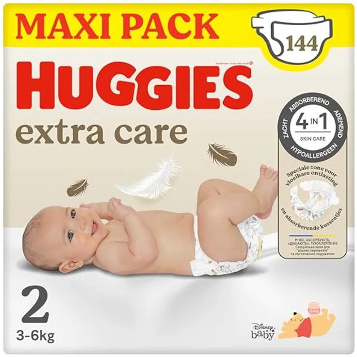 Huggies Extra Care Einwegwindeln Größe 2, 3-6 kg, hypoallergen, mit Feuchtigkeitsanzeige, 24 St.