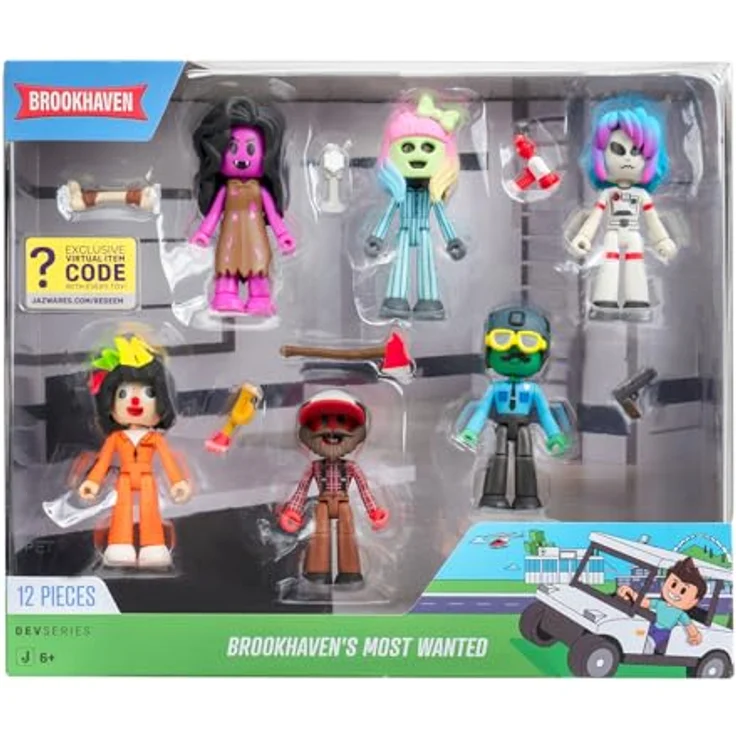 DevSeries CRS0060-6 Figuren Pack - Brookhaven: Most Wanted, 6 bewegliche Sammelfiguren mit einzigartigen Accessoires und Spielcode für blaues Ombre Haar – Bild 2