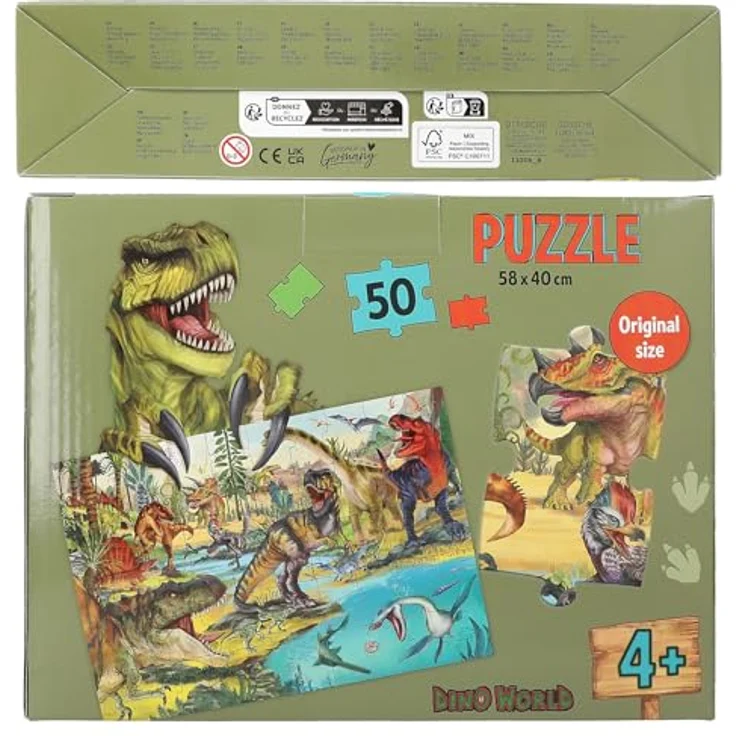 Depesche 13206 Dino World Puzzle 50 Teile, detailiertes Dinosaurier Motiv, ca. 58 x 40 cm, Karton-Koffer mit Tragegriff – Bild 5