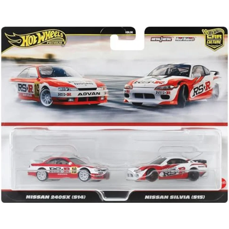 Mattel Hot Wheels Car Culture Nissan 240SX und Nissan Silvia HRR84 Pack, Modellfahrzeuge im Maßstab 1:64, Premium-Qualität für Sammler – Bild 4