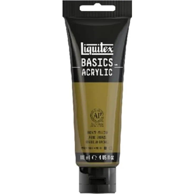 Liquitex Basics Acrylfarbe Bronzegelb, 118ml Tube, lichtecht, mittlere Viskosität, seidenglänzend, monopigmentiert, Archivqualität
