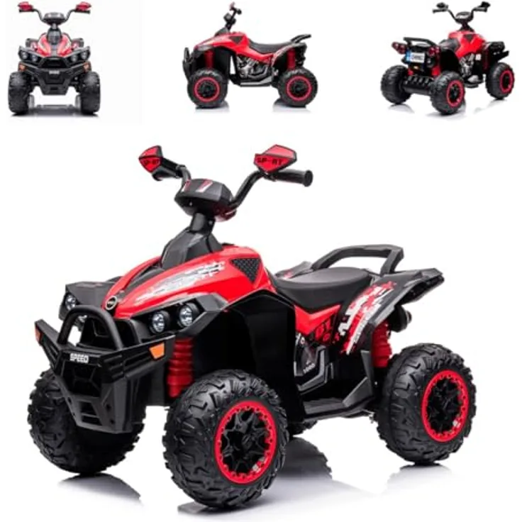 Chipolino Kinder Elektroquad ATV Speed, Licht- und Musikfunktion, 2 Motoren, Fußpedal, bis 35 kg, rot