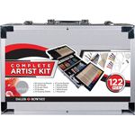 Daler Rowney SIMPLY Valisette complet de 122 pièces en métal pour artiste, 10 Acrylfarben hochpigmentiert, praktische Aufbewahrungstasche, ideal für Anfänger und Künstler