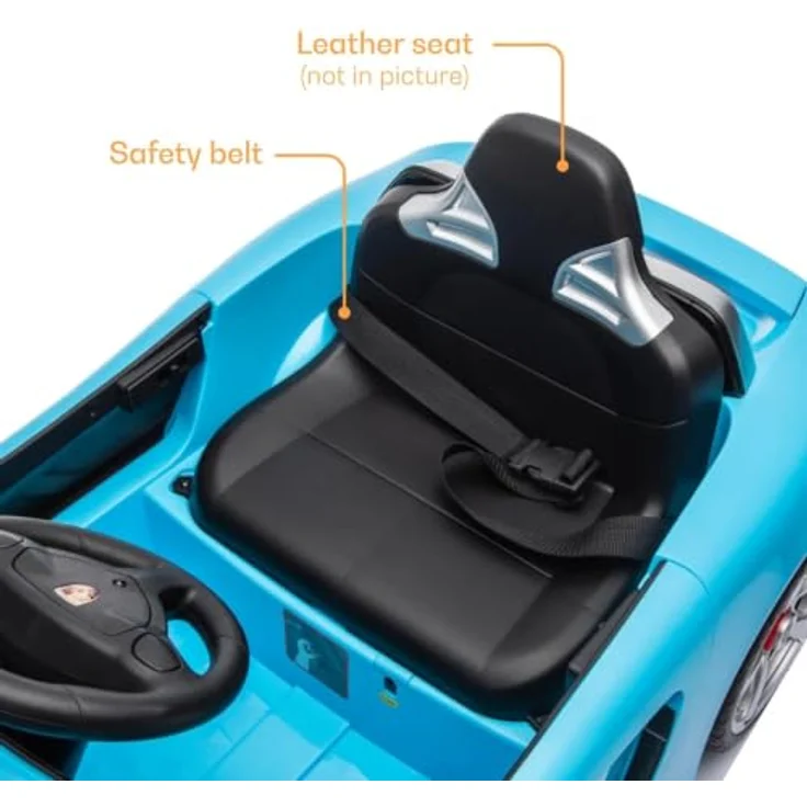 Porsche Carrera GT Elektro-Kinderauto 12V, lizenziertes Elektroauto für Kinder (1-5 Jahre), mit Ledersitz, Fernbedienung, Bluetooth und EVA-Reifen, Blau – Bild 8