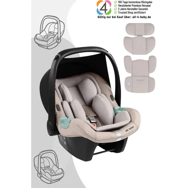 ABC Tulip Babyschale i-Size, für Babys von 0 bis ca. 13 kg, Camel