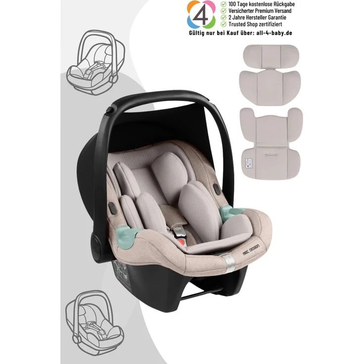 ABC Tulip Babyschale i-Size, für Babys von 0 bis ca. 13 kg, Camel