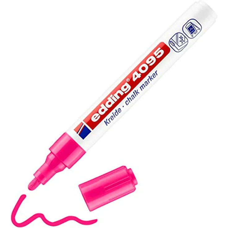 edding 4095 Kreidemarker, neonrosa, Rundspitze 2-3 mm, geruchsneutrale Flüssigkreide auf Wasserbasis – Bild 1