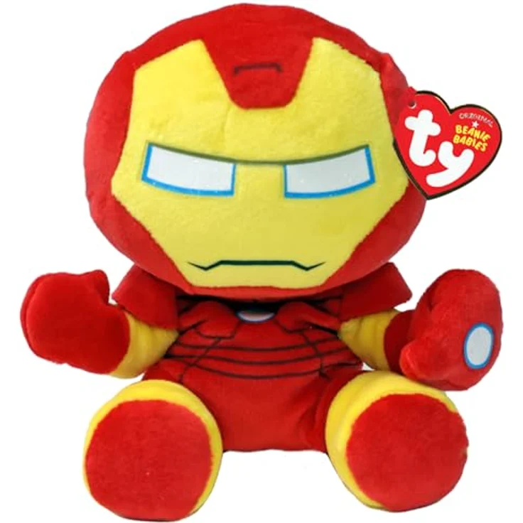 TY Iron Man Marvel Avengers Beanie Babies Regular, Weichplüsch Spielzeug, Kuscheliger Plüschteddy, rot & gold – Bild 1