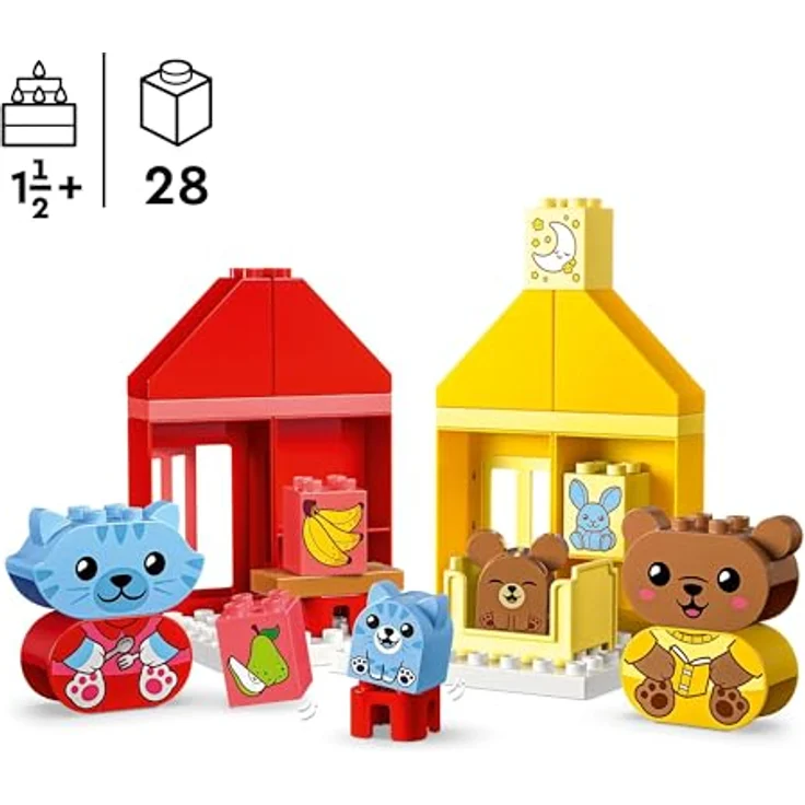 LEGO DUPLO Alltagsroutinen: Essen & Schlafenszeit, Kleinkind-Lernspielzeug zur Förderung der sozialen und emotionalen Entwicklung, mit 4 Tierfiguren, Geschenk für Kinder ab 18 Monaten 10414 – Bild 2