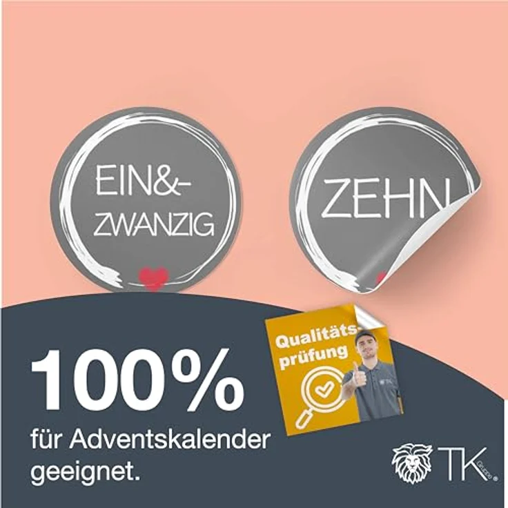 TK Gruppe Timo Klingler Weihnachtswunder® Adventskalender Aufkleber Sticker Zahlen Buttons 1-24 DIY Kraftpapiertüten (Edition 1) - Selbstklebend & hochwertig hergestellt – Bild 5
