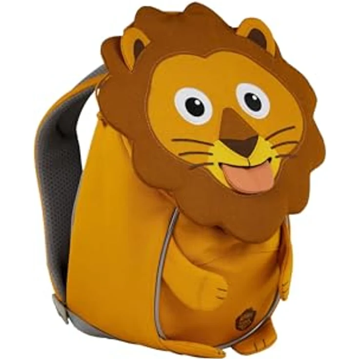 Affenzahn Kleiner Freund Kindergarten-Rucksack Löwe, ergonomisch, reflektierend, mit Namensschild und Ziehzunge, für 1-3 Jährige, Gelb – Bild 3