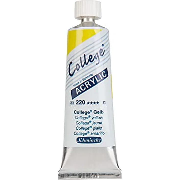 Schmincke College Acrylic, Acrylfarbe Gelb 35 ml, lichtecht, deckend & lasierend, seidenmatt, mit Künstler-Pigmenten