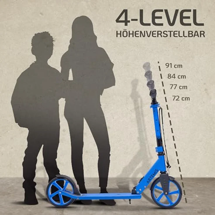 Apollo Artemis City Roller, Höhenverstellbarer Scooter mit großen Rädern, klappbar, für Kinder ab 6 Jahre - blau – Bild 7