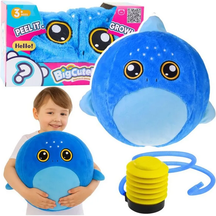 Wisam Wachsender Plüsch-Springball in Form eines blauen Hais, 50 cm, mit realistischer Spielfunktion und robuster Verarbeitung
