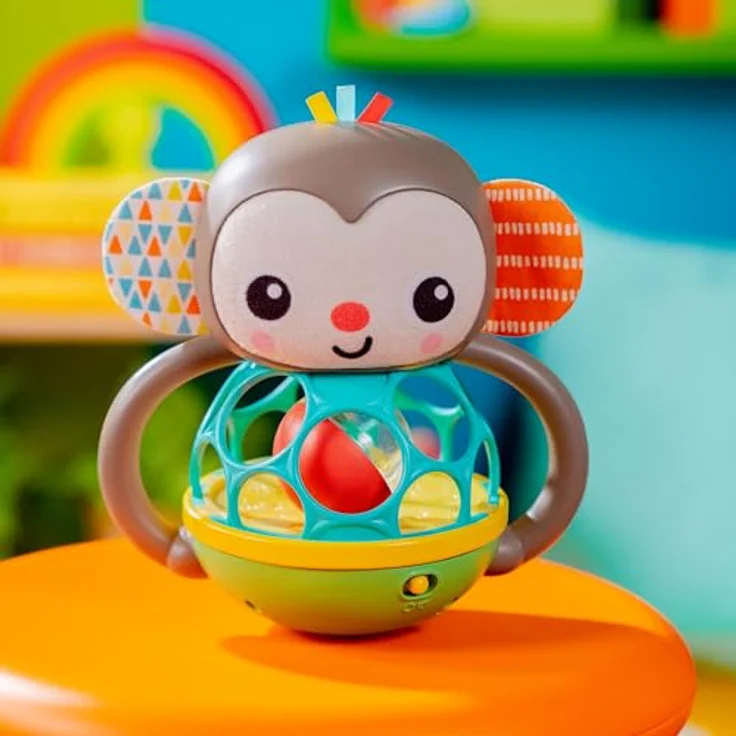 Bright Starts Grab & Giggle Monkey™ Multi-Sensory Toy, Greifspielzeug mit Sound und über 20 Geräuschen, für Babys ab 6 Monaten – Bild 3