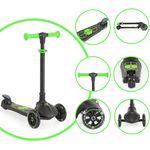 Byox Kinderroller Lamborghini 3 Räder klappbar PolyurethanRäder ABEC-7 LED-Räder Bremse grün