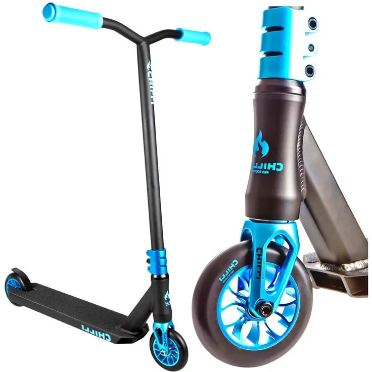 "Chilli Stuntscooter Chilli Pro Reaper Stunt-scooter H=84cm Wave Blau Core Refresher Custom, Scooter mit 110mm Alu Core Wheels und ABEC 9 Bearings"