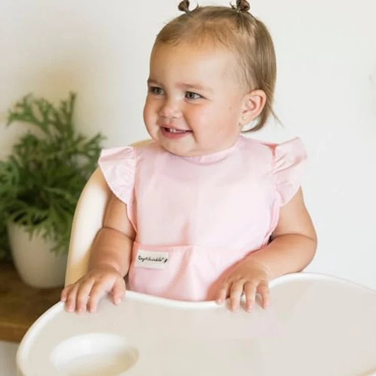 Tiny Twinkle Schmutzfeste Baby-Lätzchen zum Essen, Wasserdichte, Abwischbare Lätzchen für Mädchen, 3er Pack, Kariert, Reisefreundlich, Frei von PFAS, PVC, BPA und Phthalaten – Bild 3