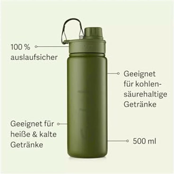 Satch 0,5 Trinkflasche Edelstahl olive – Bild 2