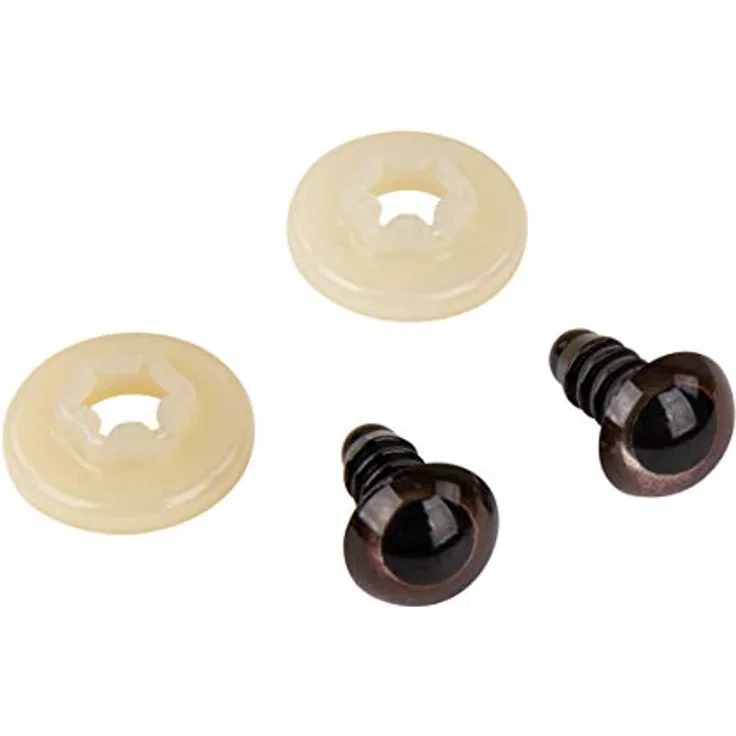 Rayher Kunststoff Sicherheitsaugen 9 mm ø, 10 Stück, dunkelbraun, zum Stecken mit Unterlegscheiben, für Teddybären und Puppen