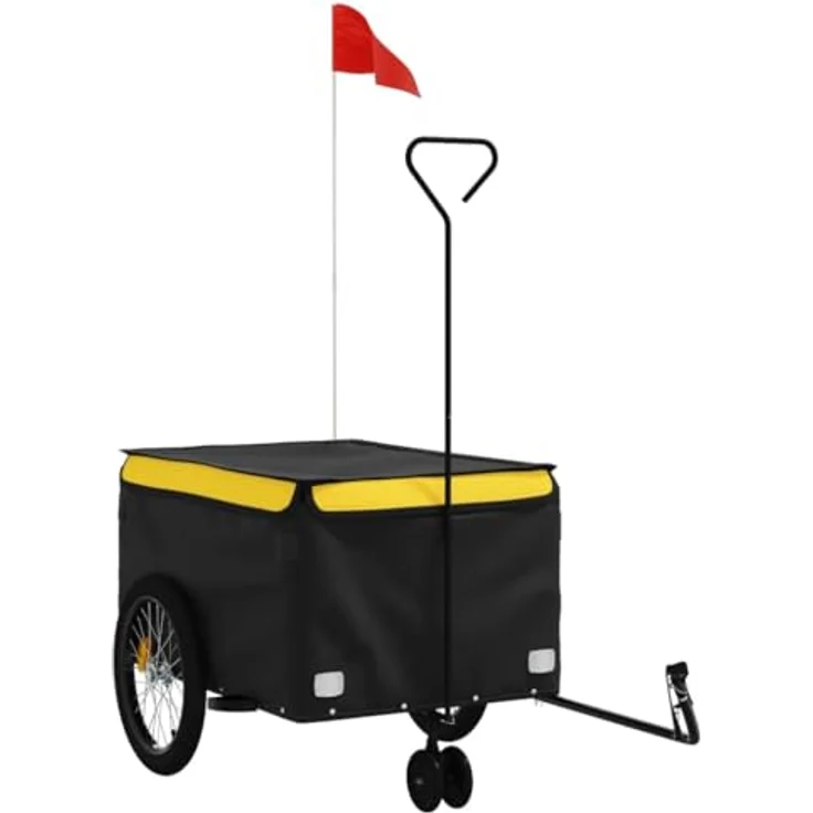 vidaXL Fahrradlastenanhänger Fahrradanhänger Schwarz und Gelb 45 kg Eisen, Robustes Material, Praktisches Design, Cleveres Design – Bild 2