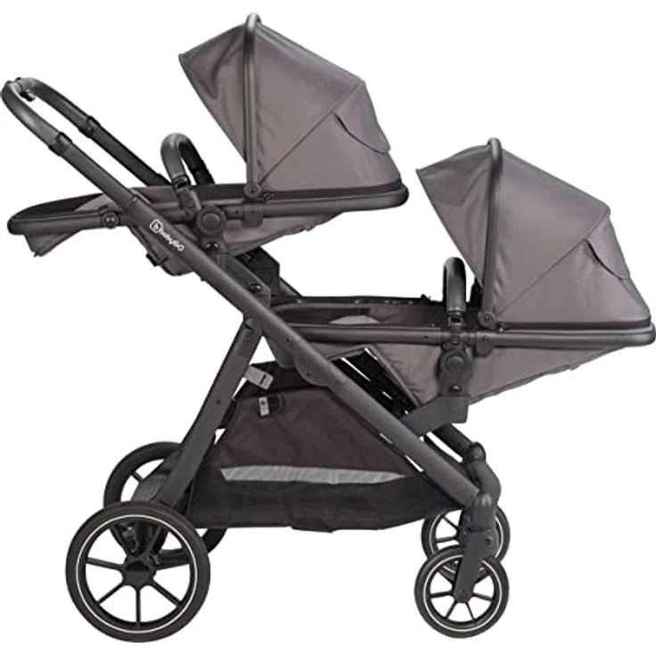 BabyGo Zwillings-Kombikinderwagen Duo, grau, inkl. Wickeltasche u. 2 Regenhauben – Bild 7