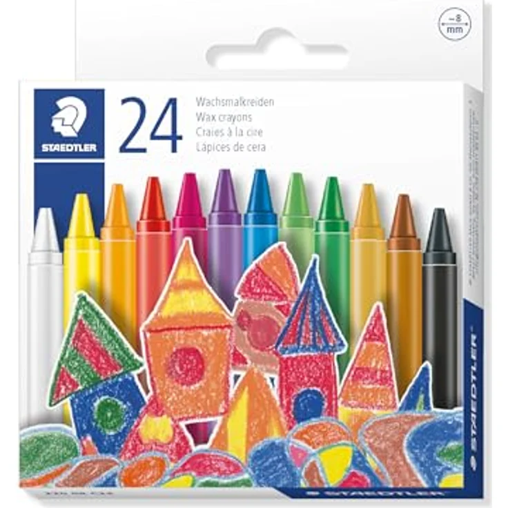 Staedtler Wachsmalkreide, leuchtende Farben, 8 mm Durchmesser, 24 Wachsmalkreiden im Kartonetui