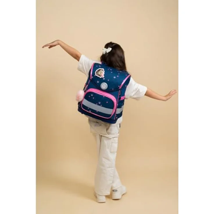 Belmil Compact mit Patches Schulranzen Set 5-teilig, 19 L Volumen, mit Brustgurt, für DIN A4, (405-41/AG/B/S) (Meet Your Horses) – Bild 2