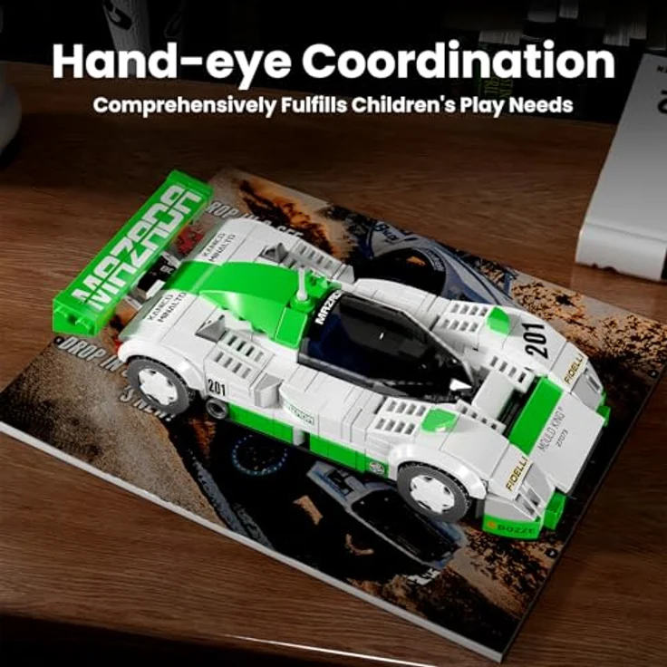 Mould King 27073 Technik Speed Champion, Rennwagen 787B Drift Auto Klemmbausteine Set mit Vitrine, 325 Teile – Bild 3