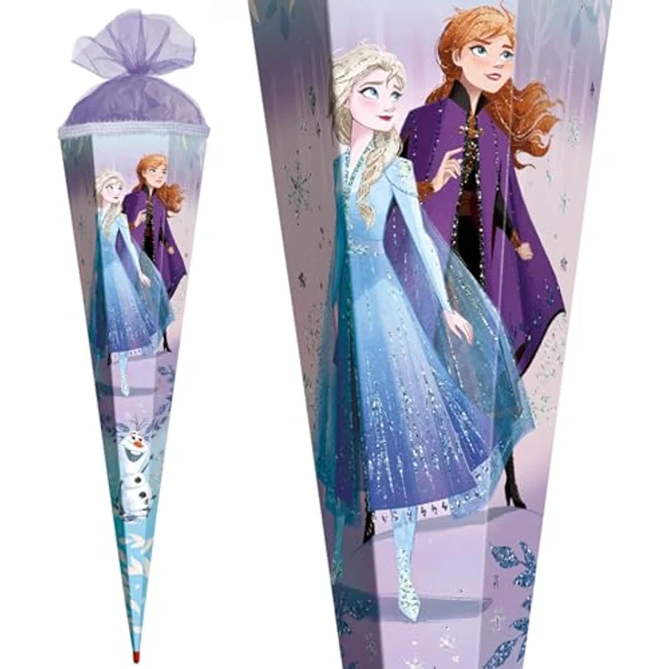 Roth Schultüte Disney Frozen Glitter, eckige Schultüte mit Schutzspitze und Tüllverschluss – Bild 3