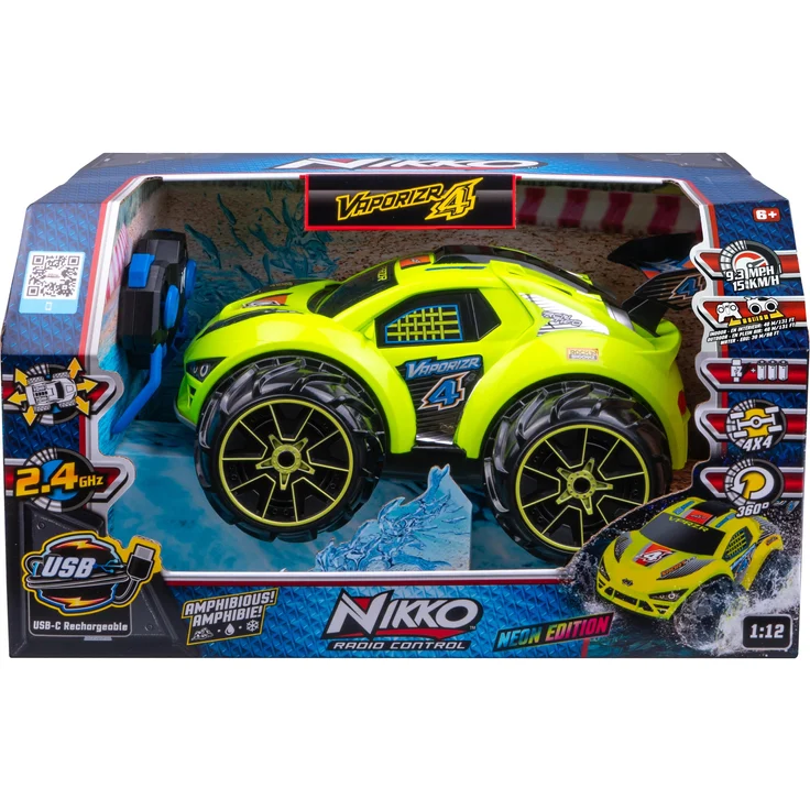 Nikko VaporizR 4, Ferngesteuertes Allradauto mit 2,4 GHz Frequenz, Neon Gelb, 30 cm