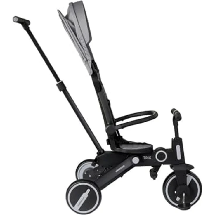 Kikkaboo Tricycle Trix 3 in 1, Dreirad mit Schiebegriff, faltbarem Sonnendach und 360 Grad drehbarem Sitz, grau – Bild 5